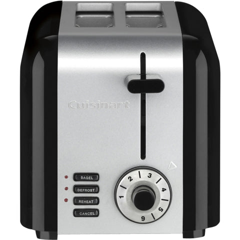 2-Slice Compact Stainless Steel Toaster, Black Stainless