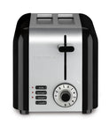 2-Slice Compact Stainless Steel Toaster, Black Stainless