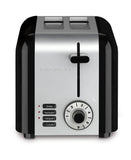 2-Slice Compact Stainless Steel Toaster, Black Stainless